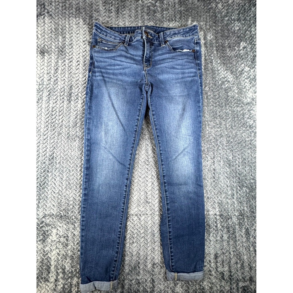 JCPenney Jeans‎ Womens 31 Blue Cotton Stretch Mid Rise Skinny Leg Cuffed Hem